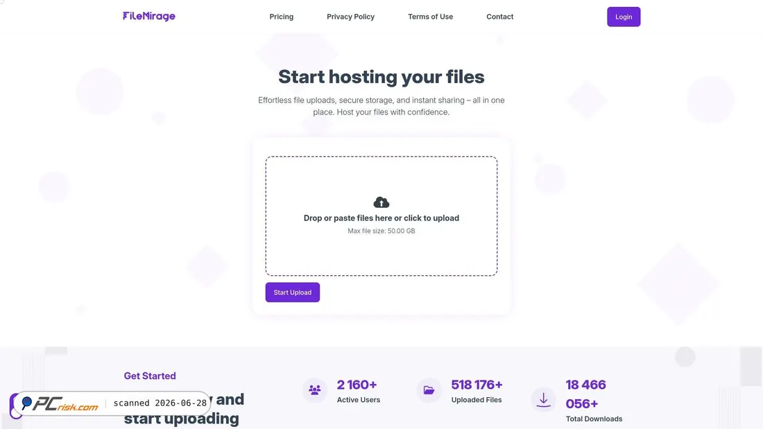 Screenshot of filemirage.com