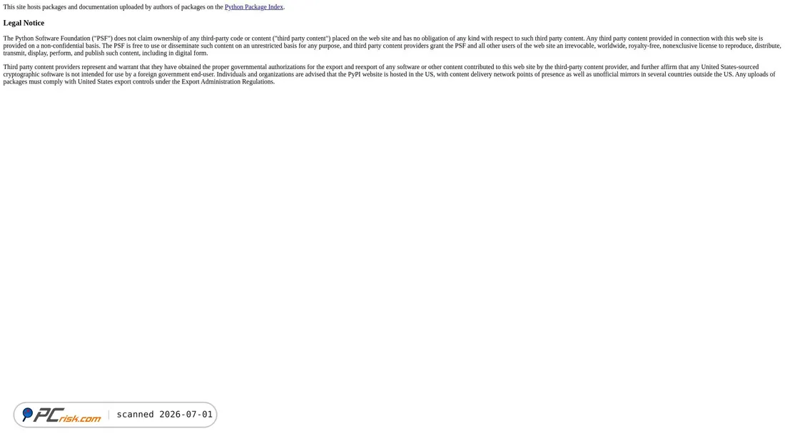 Screenshot of files.pythonhosted.org