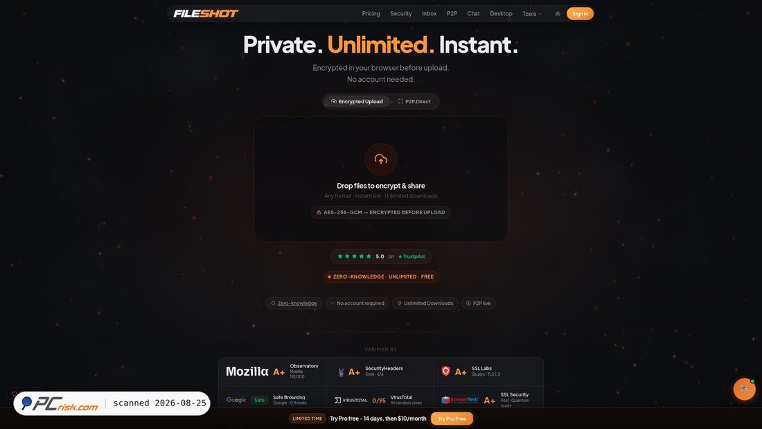 Screenshot von fileshot.io
