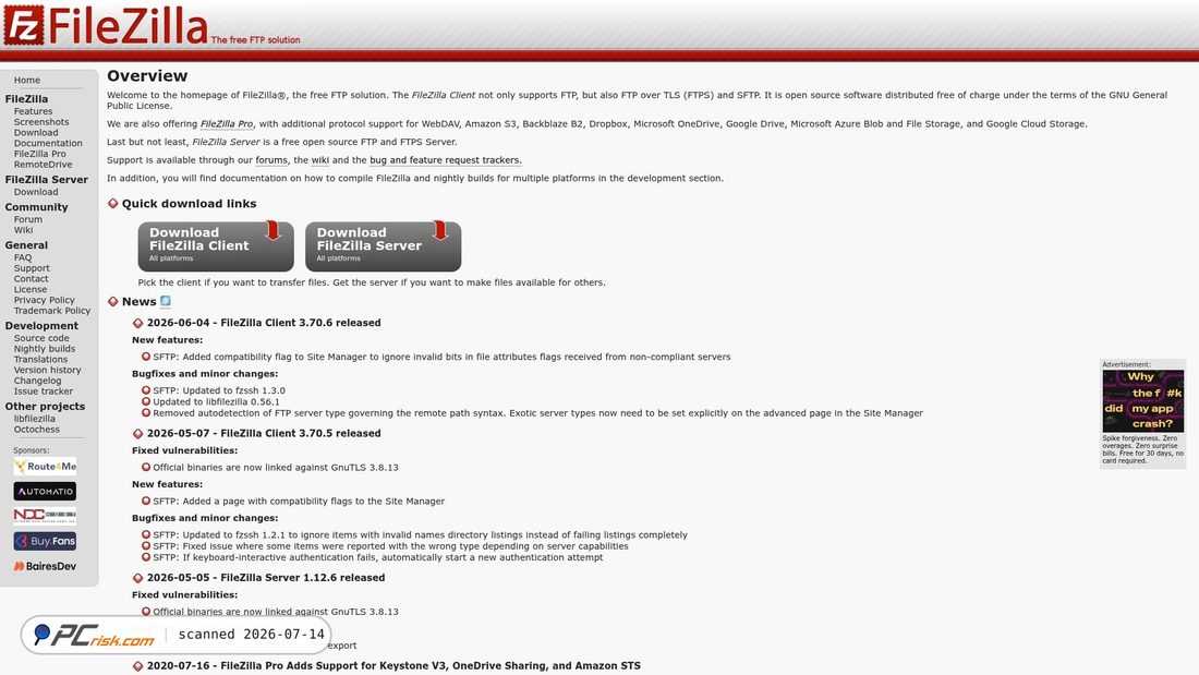 Screenshot of filezilla-project.org