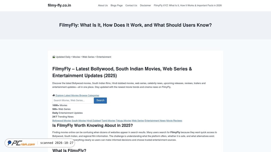 Screenshot di filmy-fly.co.in