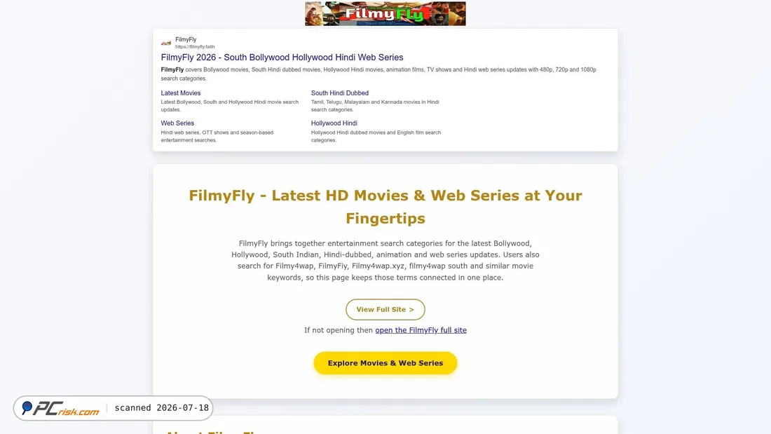 Screenshot of filmyfly.republican