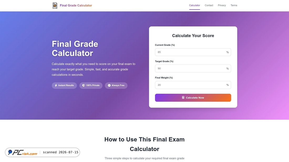 Screenshot of finalgradecalculator.dev