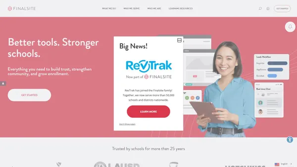 Screenshot van finalsite.net