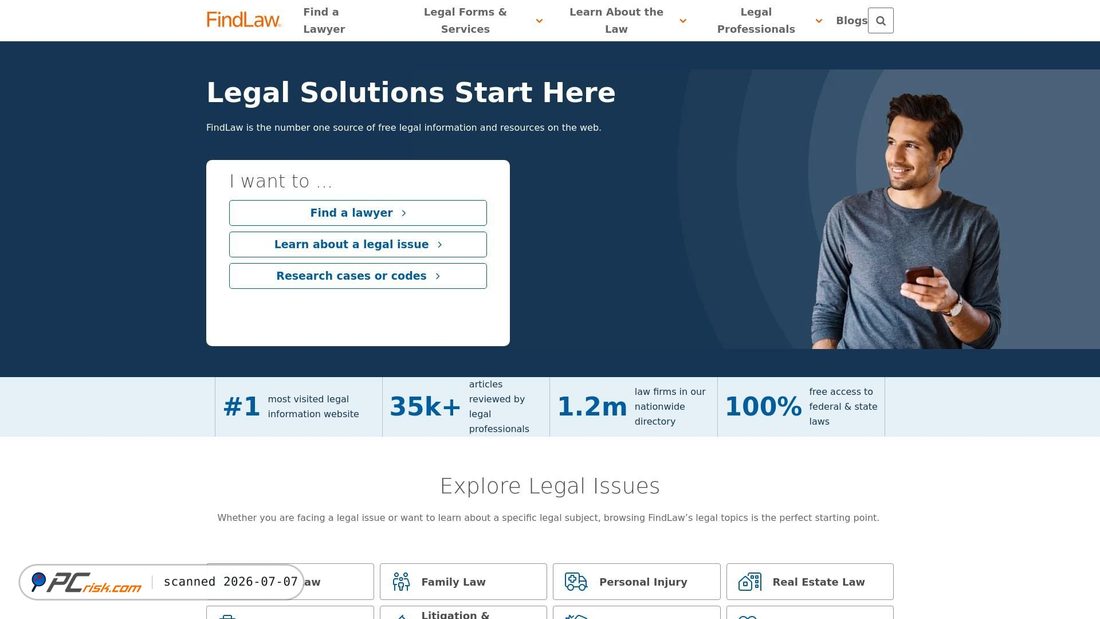 Screenshot of findlaw.com