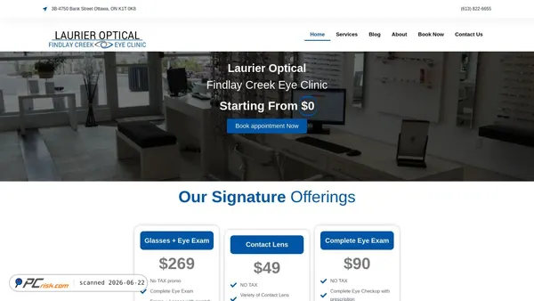 findlaycreekeyeclinic.ca screenshot