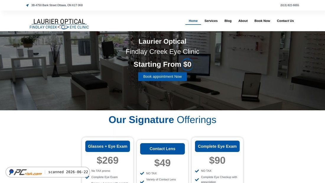 Screenshot of findlaycreekeyeclinic.ca