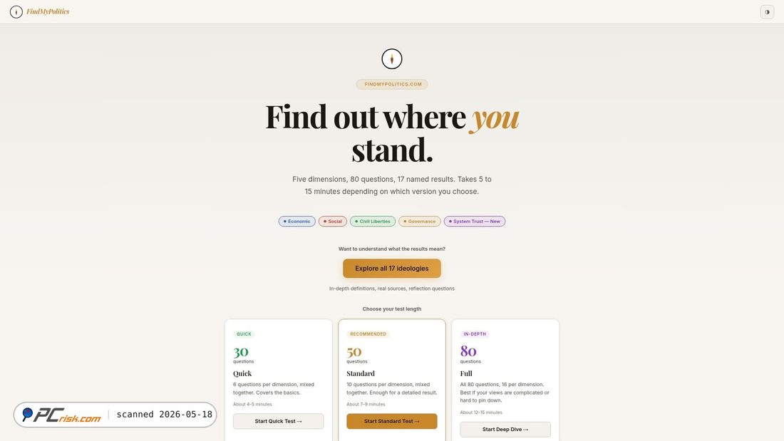 Screenshot of findmypolitics.com