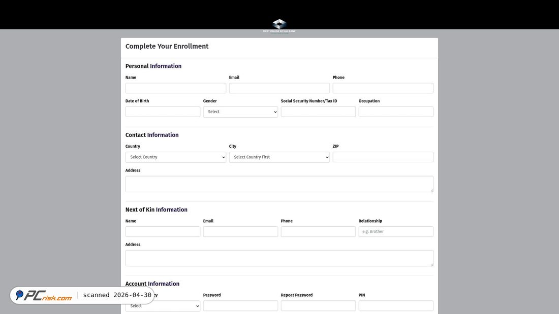 Screenshot of firstonlineroyalbanks.xyz