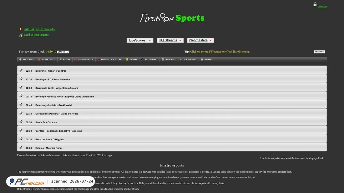 Screenshot of firstsrowsports.tv