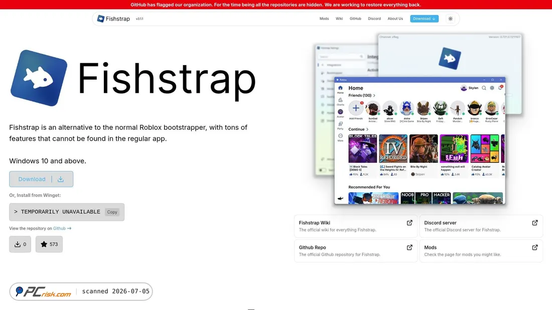 Screenshot of fishstrap.app