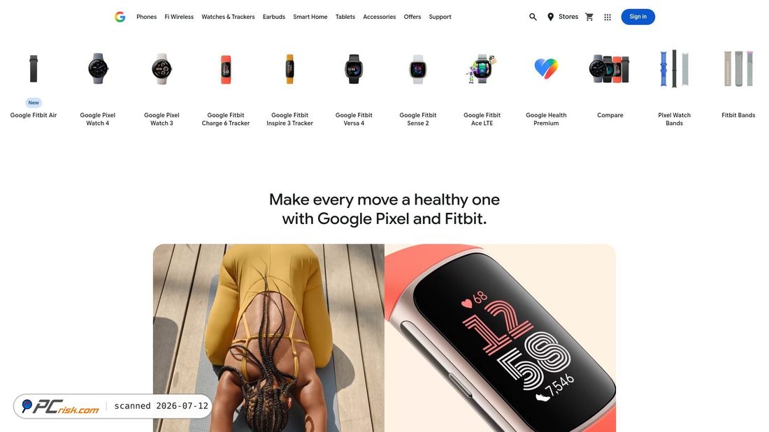 Screenshot of fitbit.com