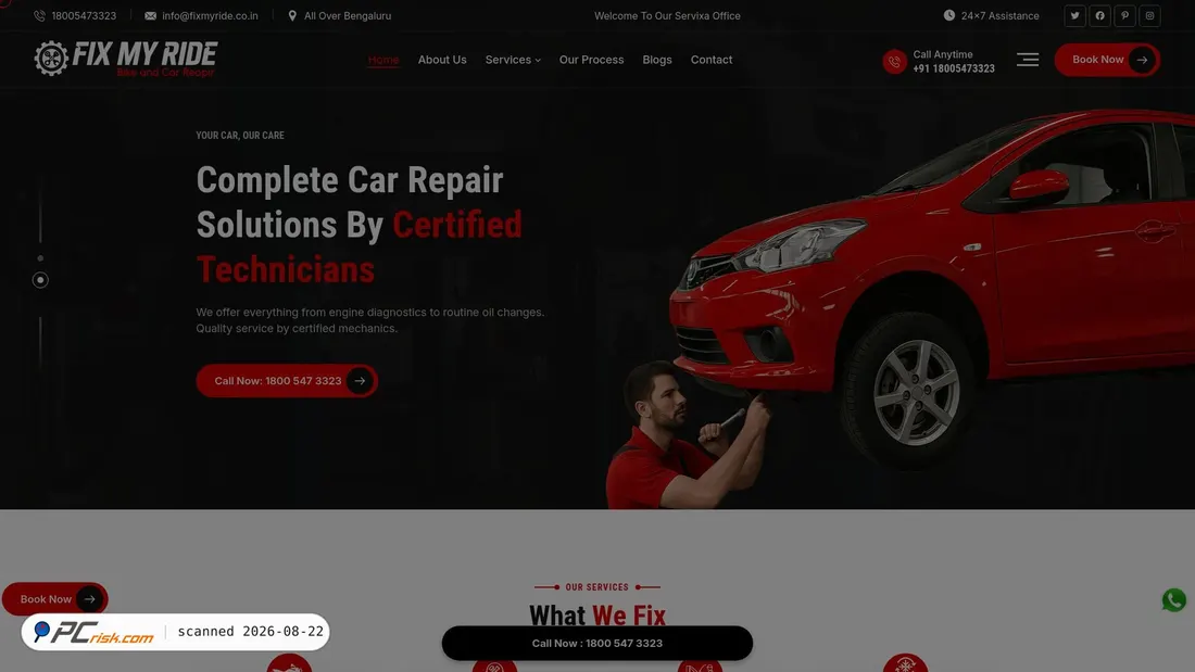Screenshot of fixmyride.co.in