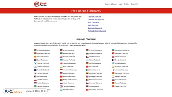 flashcardo.com screenshot