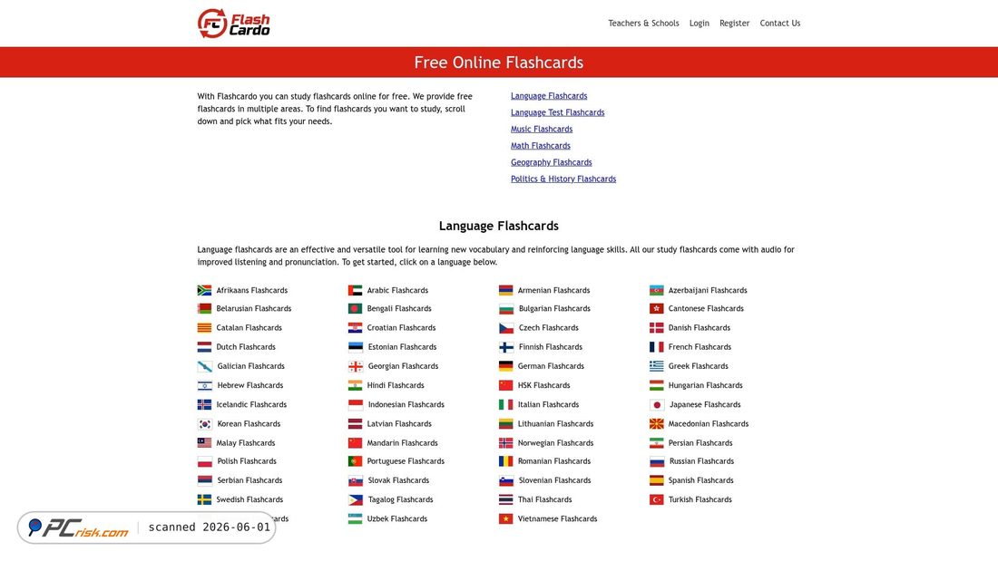 Screenshot von flashcardo.com