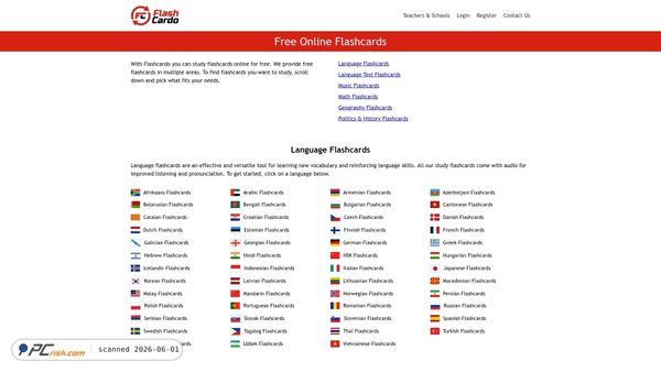 flashcardo.com screenshot