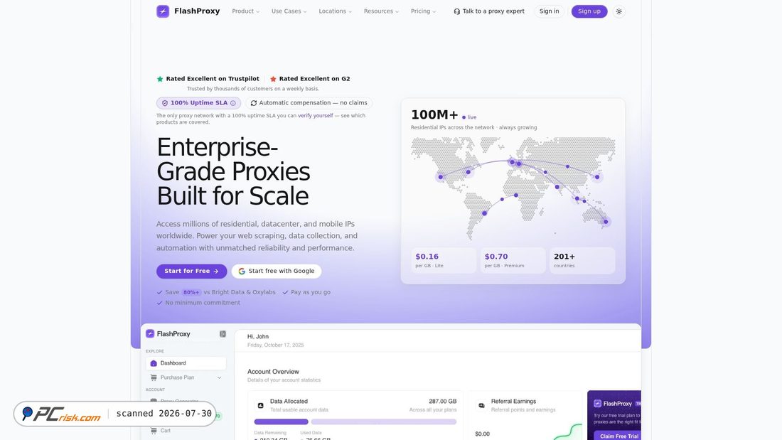 Screenshot of flashproxy.com