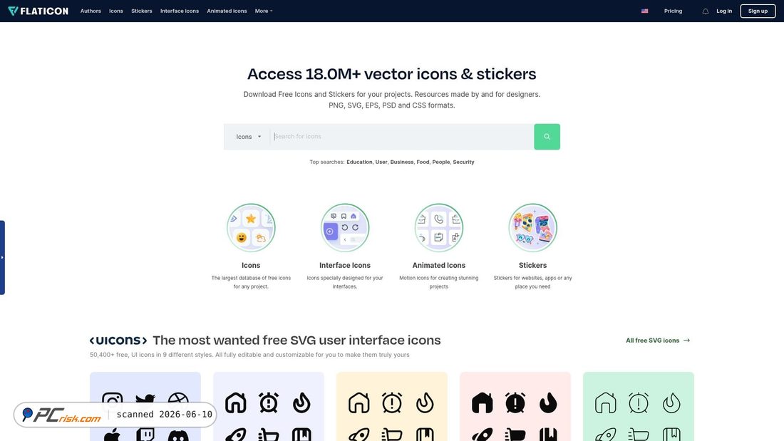 Screenshot of flaticon.com