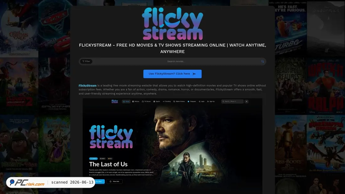 Screenshot of flickystream.my