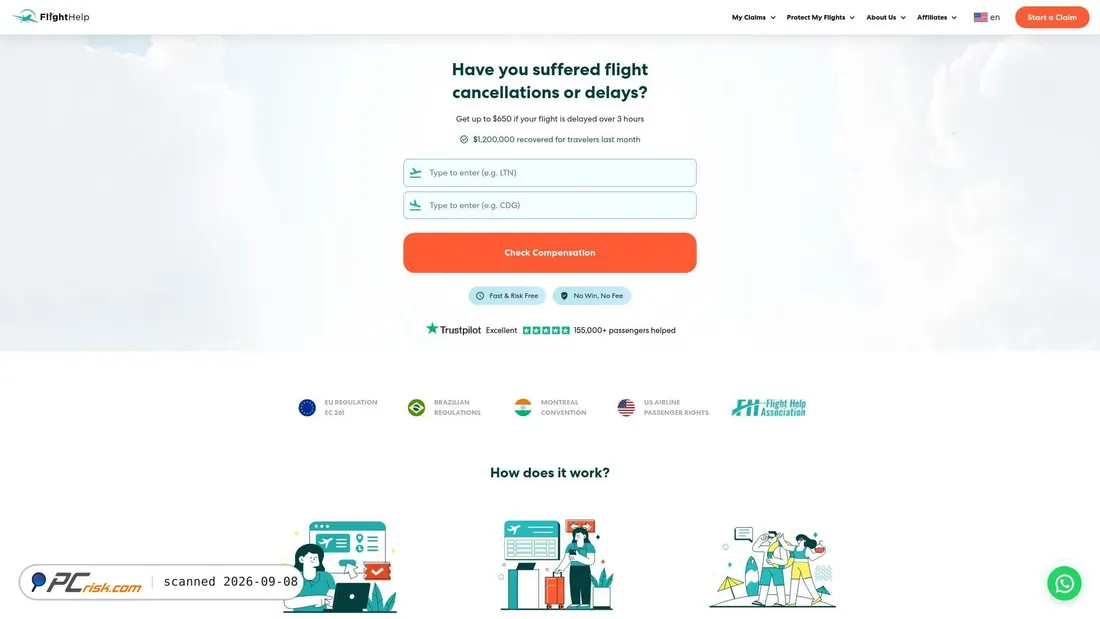 Screenshot von flighthelp.eu