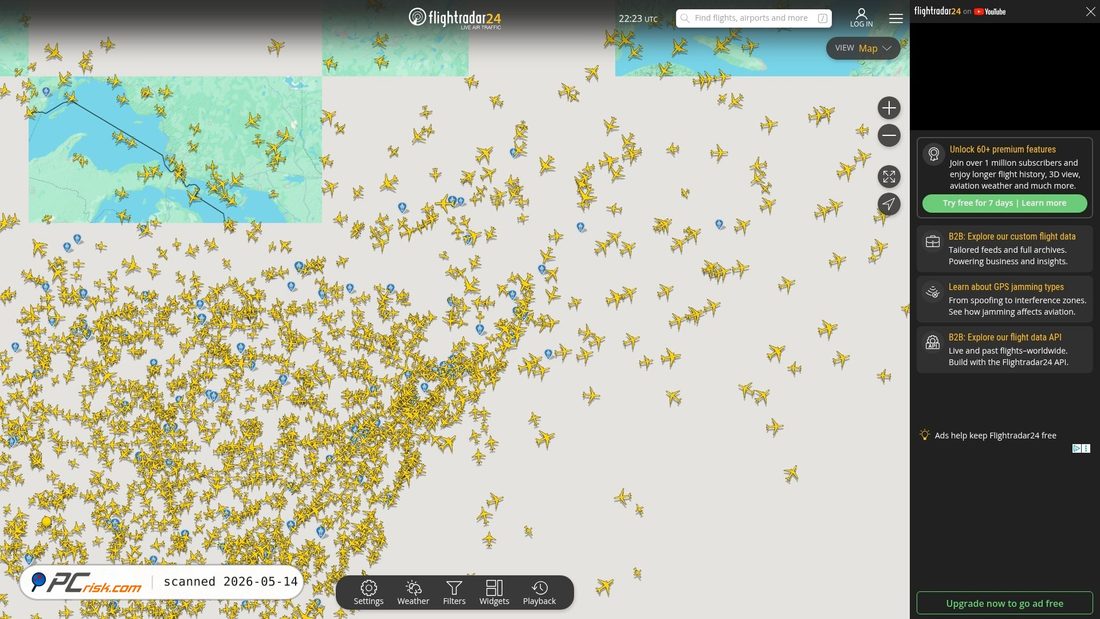 Screenshot von flightradar24.com