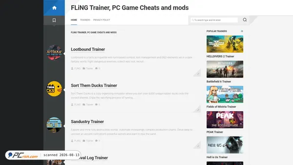 flingtrainer.io screenshot