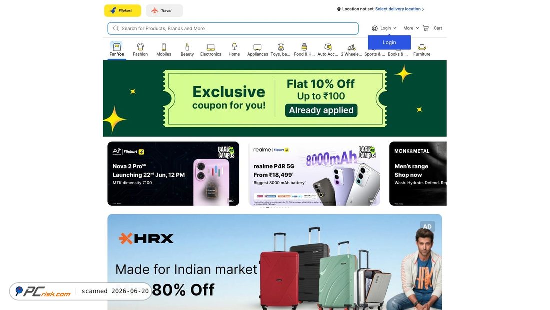 Screenshot von flipkart.com