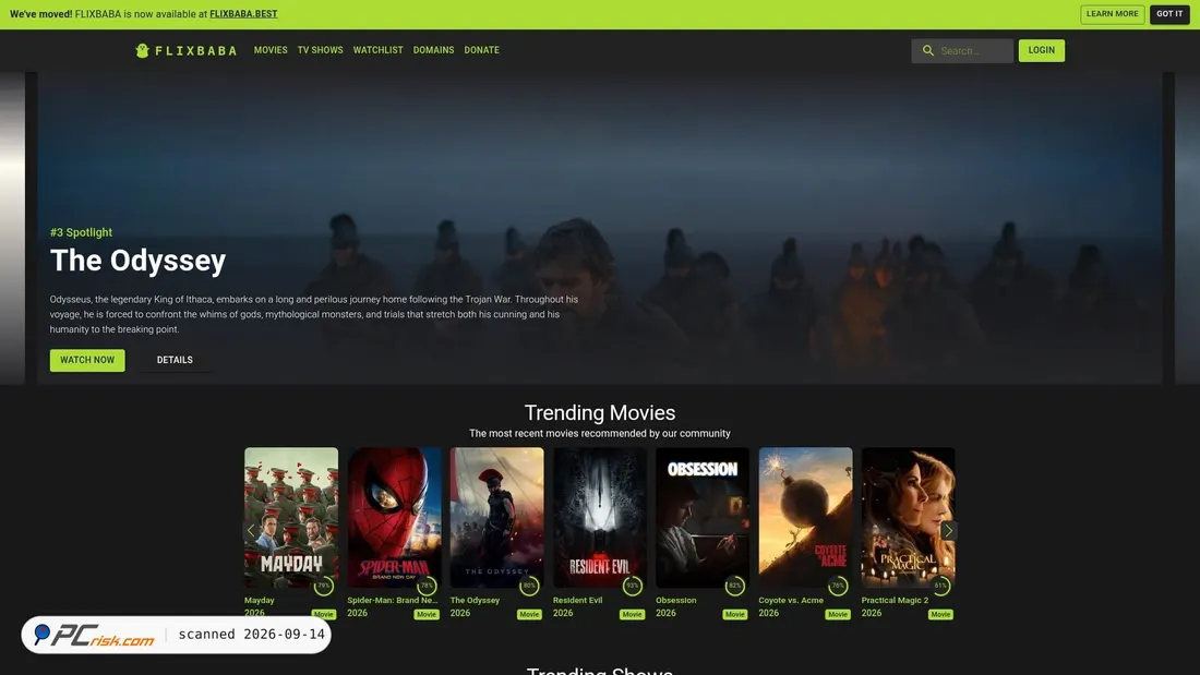 Captura de pantalla de flixbaba.is