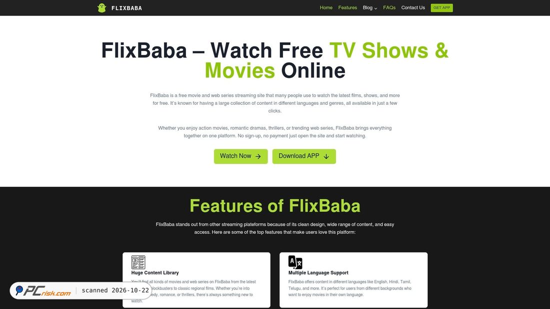 Captura de pantalla de flixbaba.org