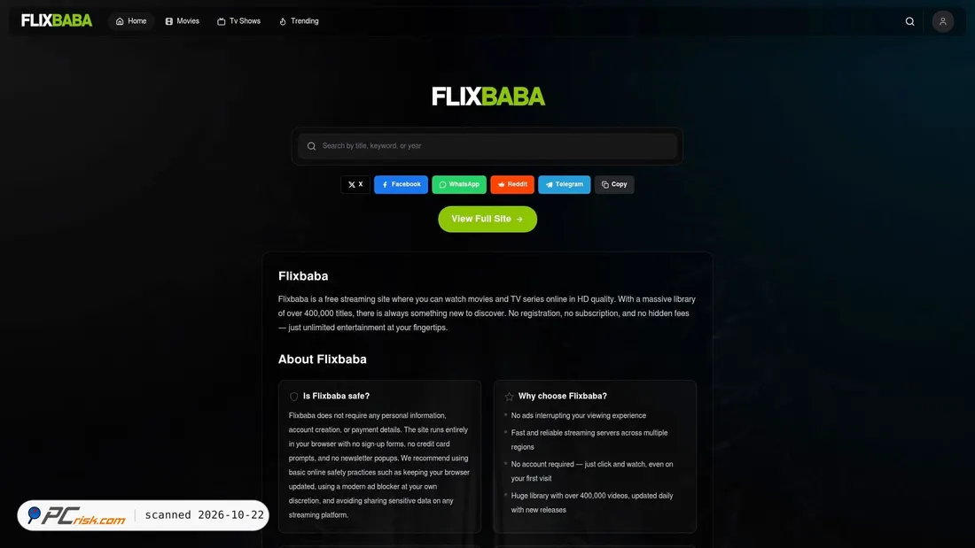Screenshot di flixbabafree.com