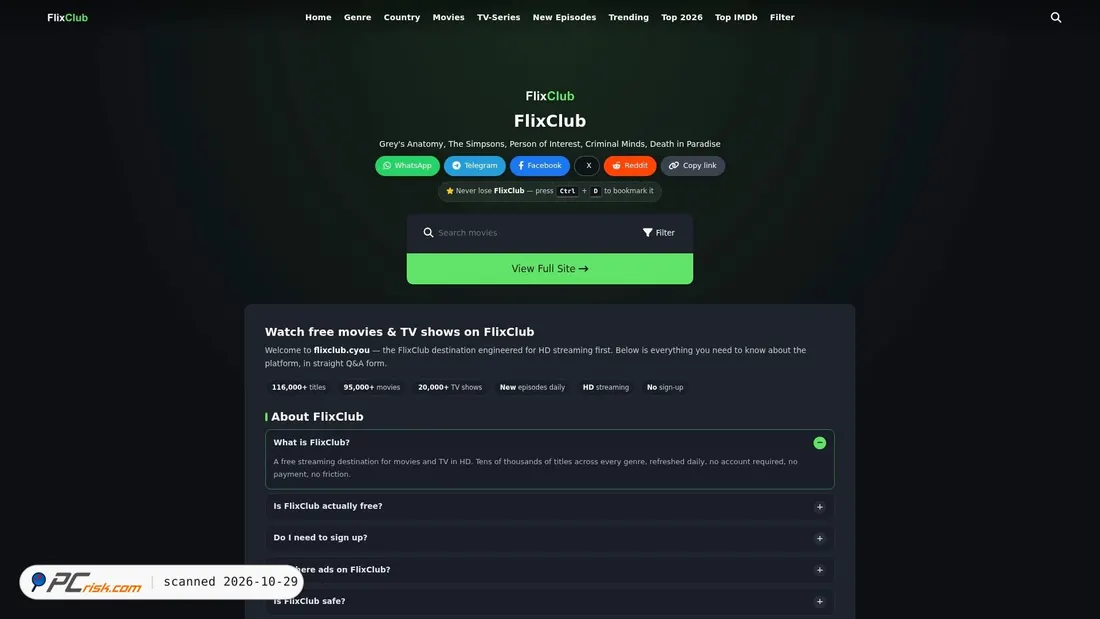 Screenshot von flixclub.cyou