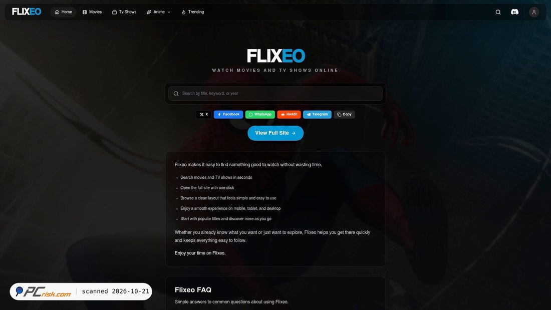 Captura de ecrã de flixeo.tv