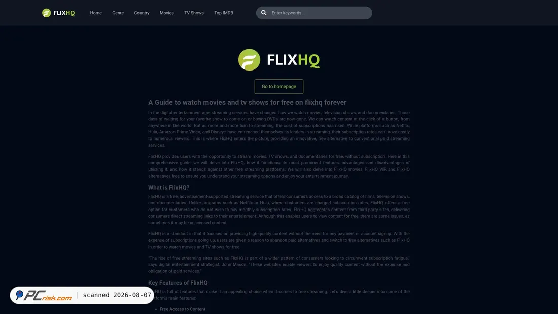 Screenshot of flixhqz.com
