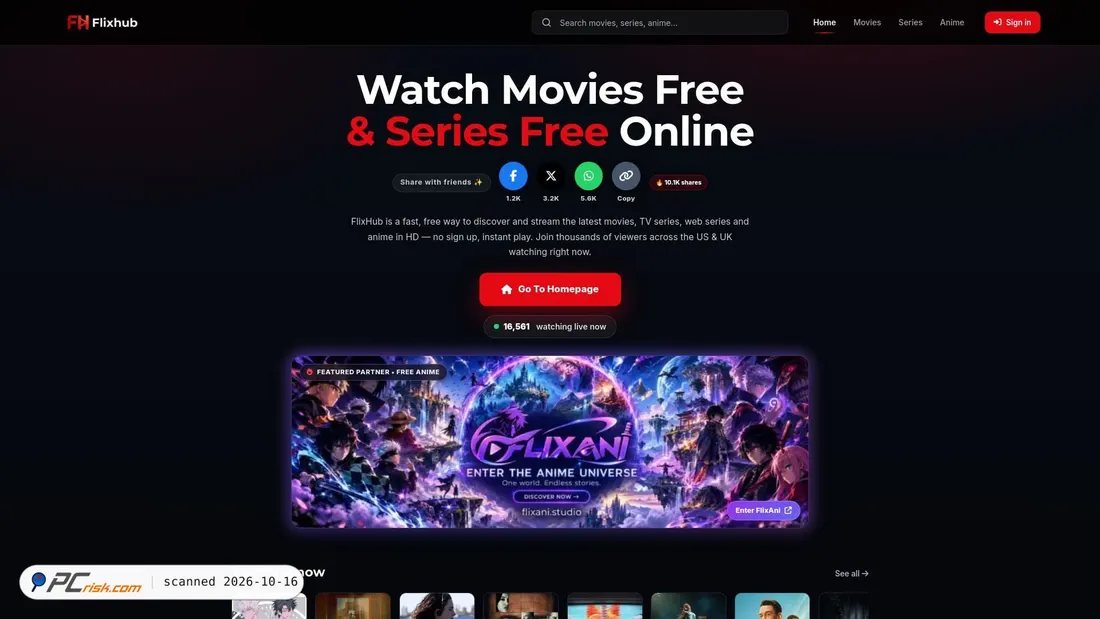 Captura de ecrã de flixhub.studio