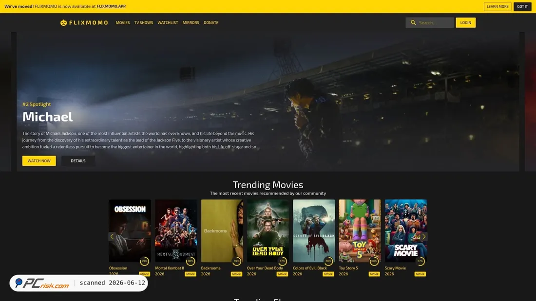 Screenshot of flixmomo.tv