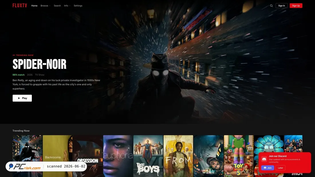Screenshot of fluxtv.cc