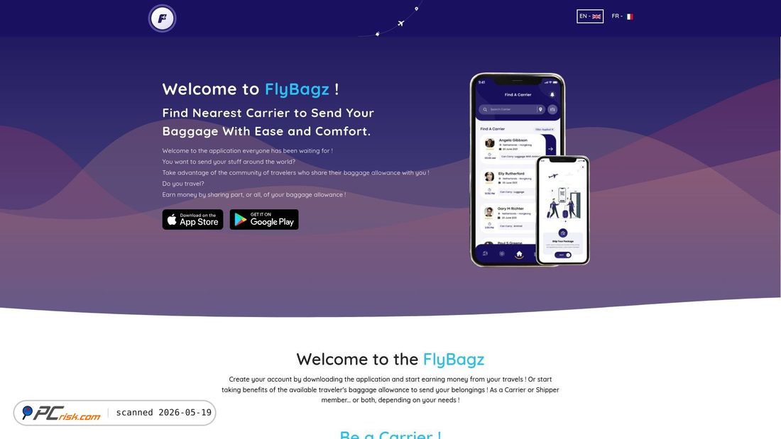 Screenshot di flybagz.com