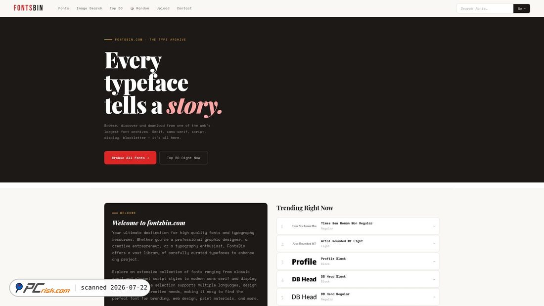 Screenshot of fontsbin.com