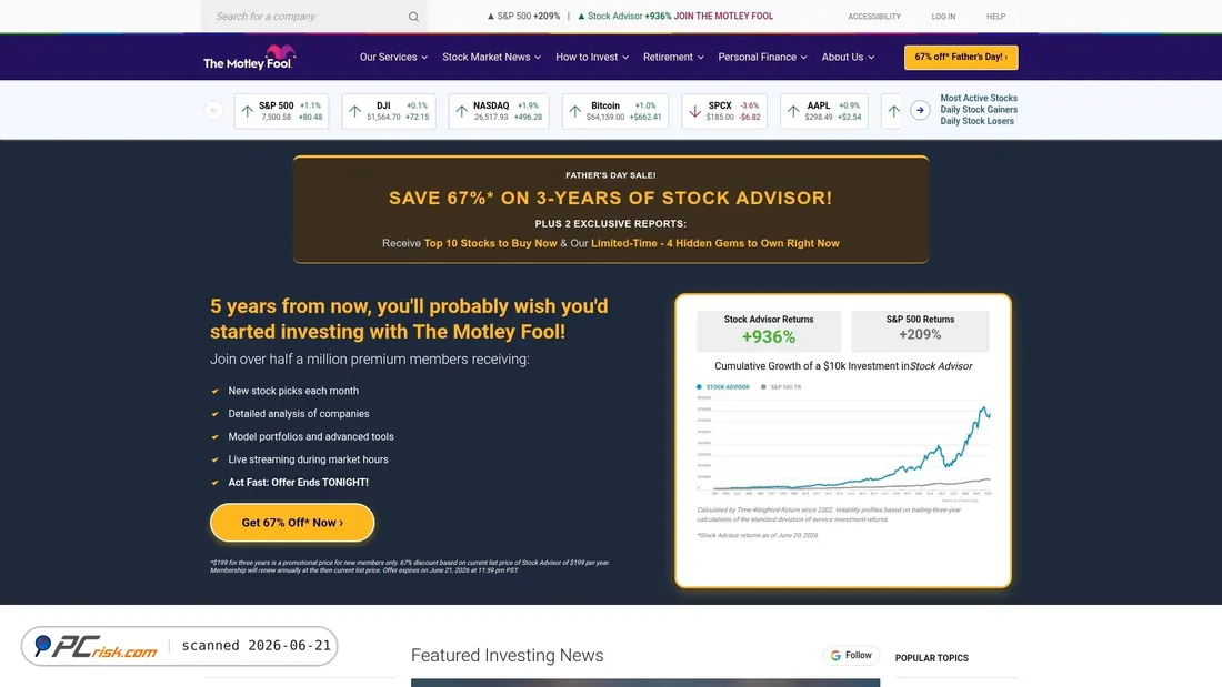 Screenshot di fool.com