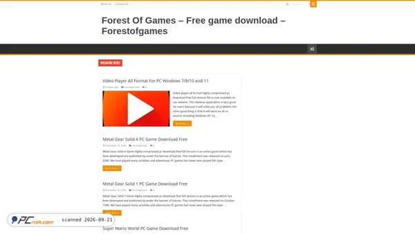 Captura de ecrã de forestofgames.org