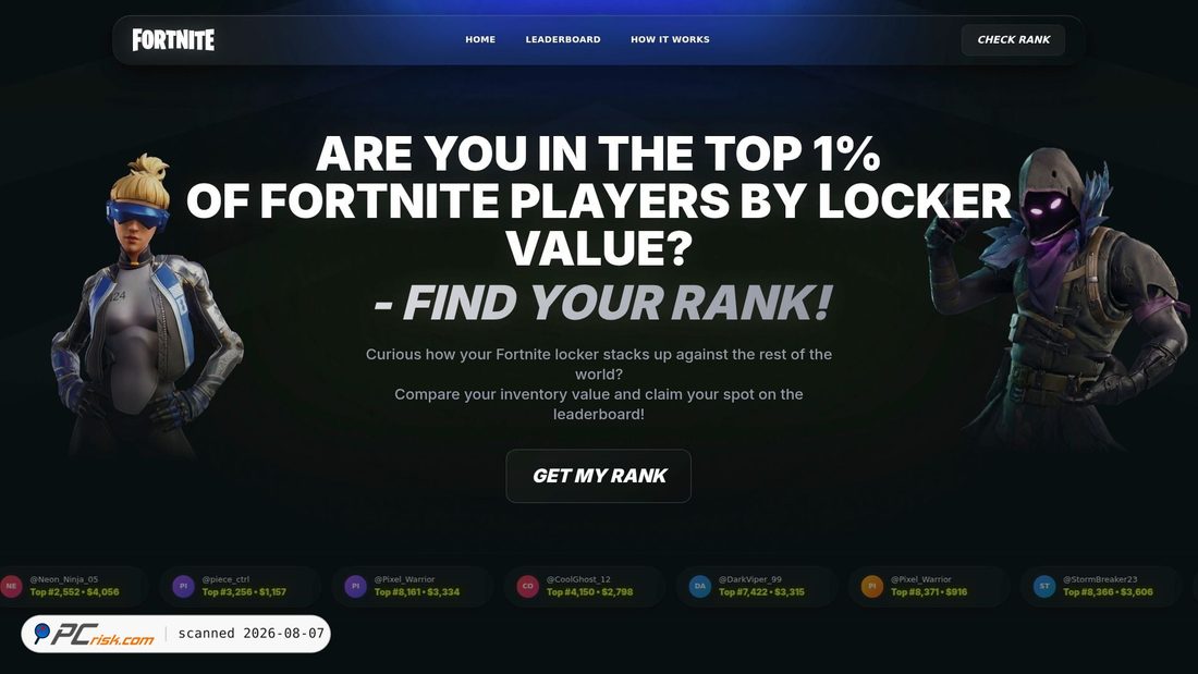 Screenshot di fortskins.life