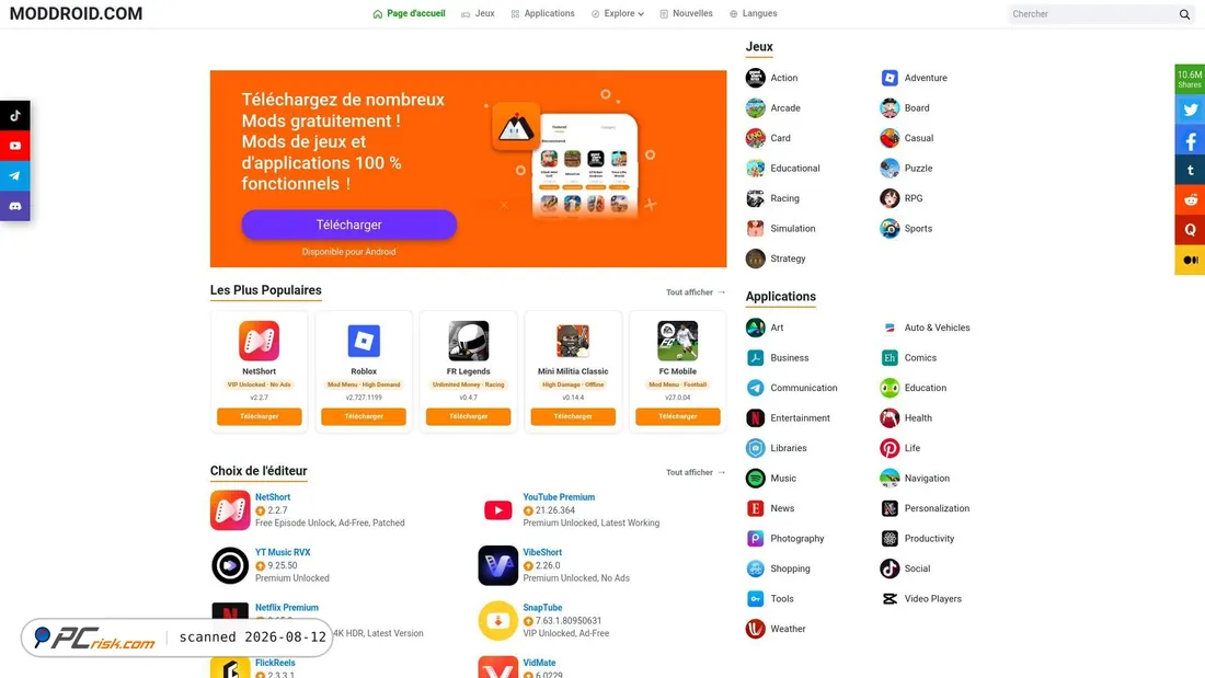 Screenshot of fr.moddroid.com