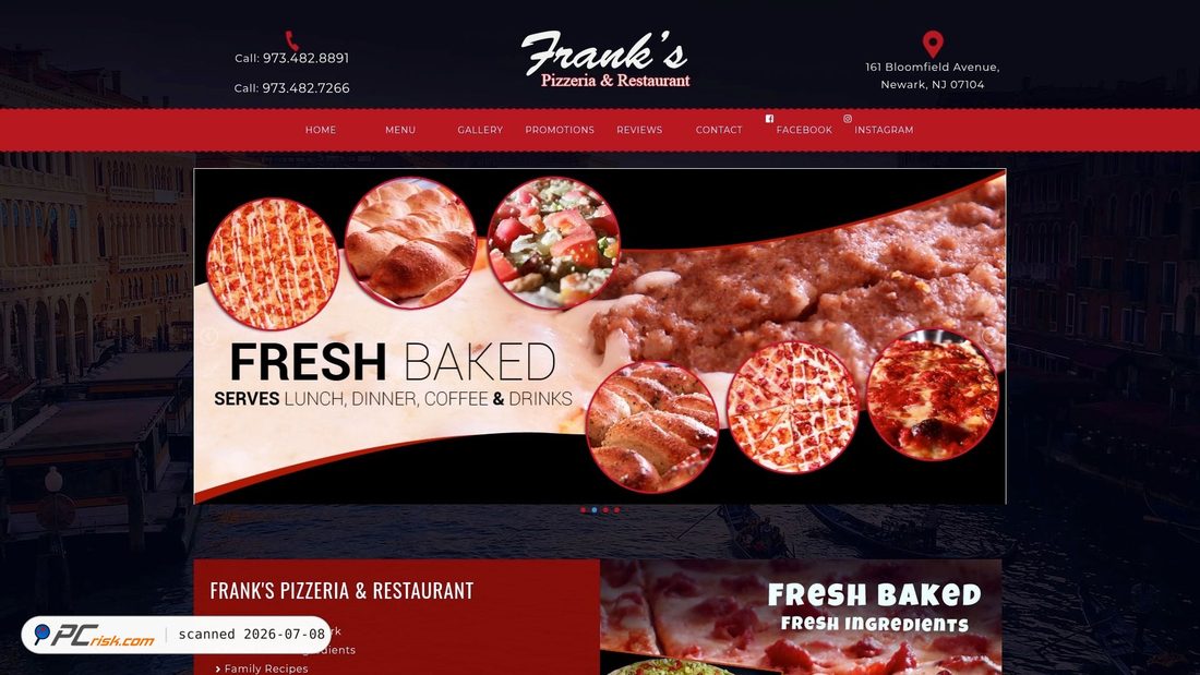Screenshot of frankspizzerianj.com