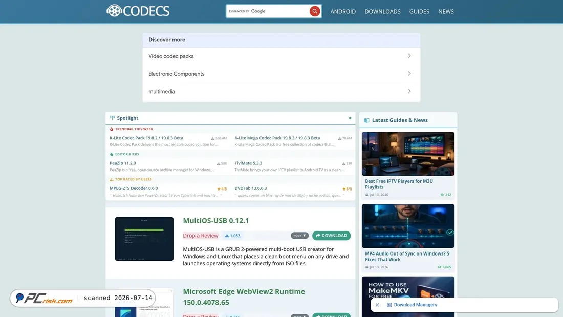 Screenshot of free-codecs.com