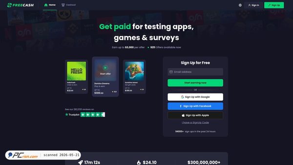 freecash.com screenshot