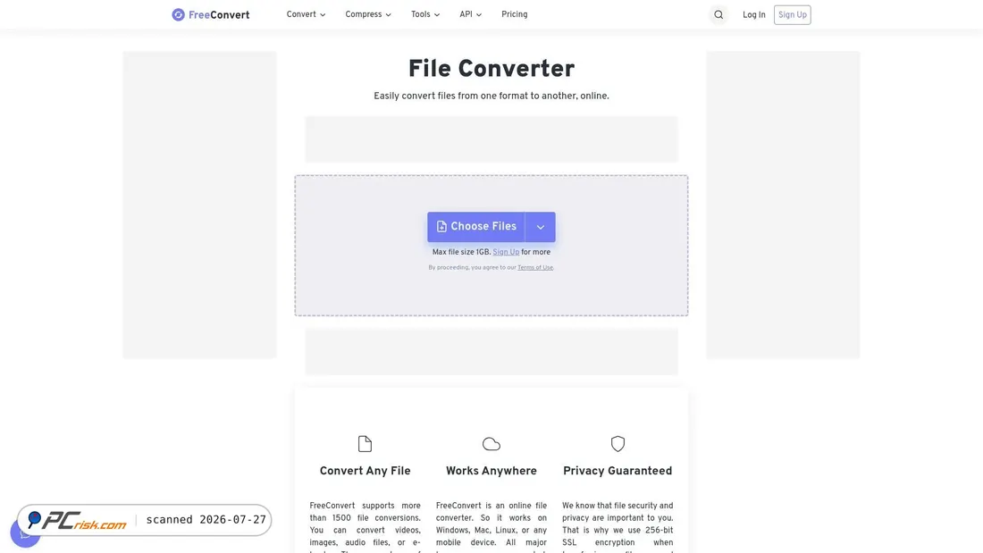 Screenshot of freeconvert.com