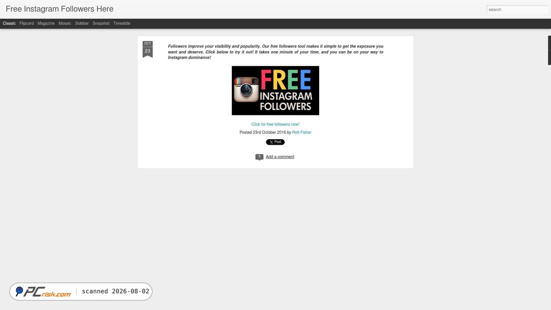 Screenshot of freeinstagramfollowersherenow.blogspot.com