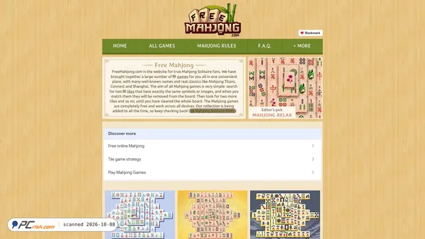 Captura de freemahjong.com