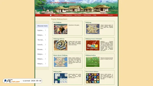Zrzut ekranu freeonlinemahjonggames.net