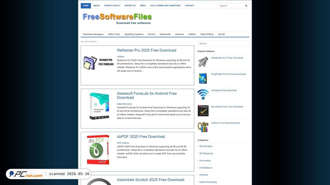 Screenshot of freesoftwarefiles.com